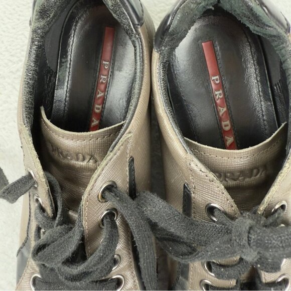 Prada Sport Leather Low Top Sneakers Brown Size 7.5 US - Picture 5 of 15